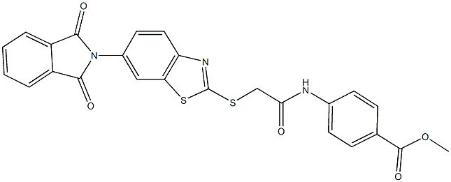 methyl 4-[({[6-(1,3-dioxo-1,3-dihydro-2H-isoindol-2-yl)-1,3-benzothiazol-2-yl]sulfanyl}acetyl)amino]benzoate Struktur