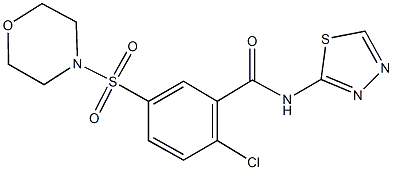 2-chloro-5-(4-morpholinylsulfonyl)-N-(1,3,4-thiadiazol-2-yl)benzamide Struktur