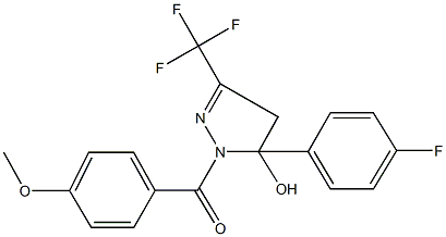 5-(4-fluorophenyl)-1-(4-methoxybenzoyl)-3-(trifluoromethyl)-4,5-dihydro-1H-pyrazol-5-ol Struktur