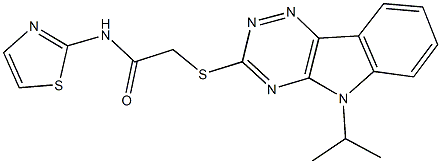 2-[(5-isopropyl-5H-[1,2,4]triazino[5,6-b]indol-3-yl)sulfanyl]-N-(1,3-thiazol-2-yl)acetamide Struktur