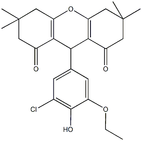 9-(3-chloro-5-ethoxy-4-hydroxyphenyl)-3,3,6,6-tetramethyl-3,4,5,6,7,9-hexahydro-1H-xanthene-1,8(2H)-dione Struktur