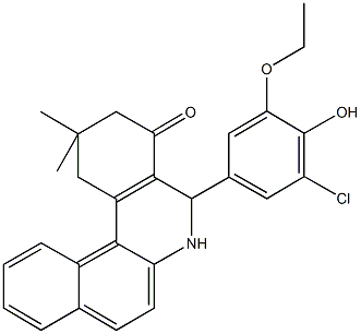 5-(3-chloro-5-ethoxy-4-hydroxyphenyl)-2,2-dimethyl-2,3,5,6-tetrahydrobenzo[a]phenanthridin-4(1H)-one Struktur