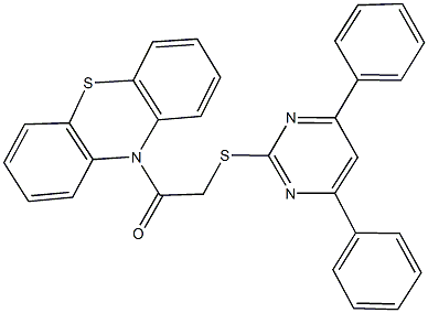 10-{[(4,6-diphenyl-2-pyrimidinyl)sulfanyl]acetyl}-10H-phenothiazine Struktur