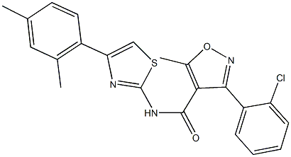 3-(2-chlorophenyl)-N-[4-(2,4-dimethylphenyl)-1,3-thiazol-2-yl]-5-methyl-4-isoxazolecarboxamide Struktur