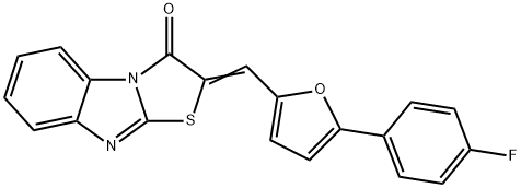 2-{[5-(4-fluorophenyl)-2-furyl]methylene}[1,3]thiazolo[3,2-a]benzimidazol-3(2H)-one Struktur