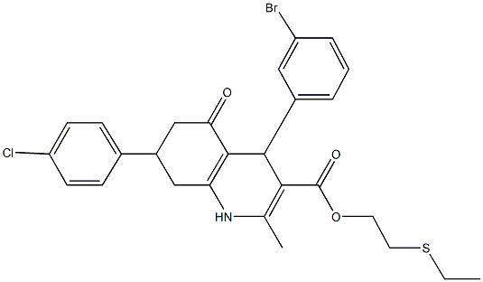 2-(ethylsulfanyl)ethyl 4-(3-bromophenyl)-7-(4-chlorophenyl)-2-methyl-5-oxo-1,4,5,6,7,8-hexahydro-3-quinolinecarboxylate Struktur