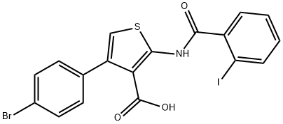 4-(4-bromophenyl)-2-[(2-iodobenzoyl)amino]-3-thiophenecarboxylic acid Struktur