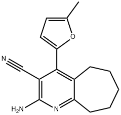 2-amino-4-(5-methyl-2-furyl)-6,7,8,9-tetrahydro-5H-cyclohepta[b]pyridine-3-carbonitrile Struktur