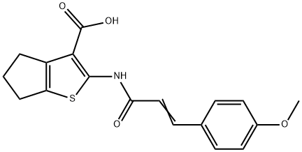 2-{[3-(4-methoxyphenyl)acryloyl]amino}-5,6-dihydro-4H-cyclopenta[b]thiophene-3-carboxylic acid Struktur