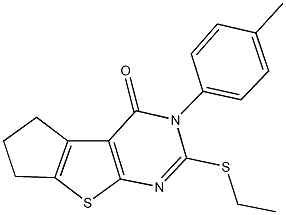 2-(ethylsulfanyl)-3-(4-methylphenyl)-3,5,6,7-tetrahydro-4H-cyclopenta[4,5]thieno[2,3-d]pyrimidin-4-one Struktur