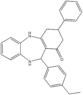 11-(4-ethylphenyl)-3-phenyl-2,3,4,5,10,11-hexahydro-1H-dibenzo[b,e][1,4]diazepin-1-one Struktur