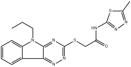 N-(5-methyl-1,3,4-thiadiazol-2-yl)-2-[(5-propyl-5H-[1,2,4]triazino[5,6-b]indol-3-yl)sulfanyl]acetamide Struktur