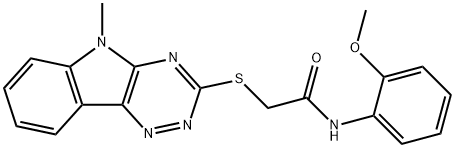 N-(2-methoxyphenyl)-2-[(5-methyl-5H-[1,2,4]triazino[5,6-b]indol-3-yl)sulfanyl]acetamide Struktur