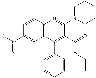 ethyl 6-nitro-4-phenyl-2-(1-piperidinyl)-3-quinolinecarboxylate Struktur