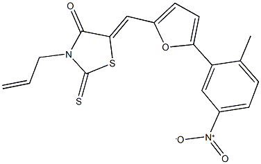 3-allyl-5-[(5-{5-nitro-2-methylphenyl}-2-furyl)methylene]-2-thioxo-1,3-thiazolidin-4-one Struktur