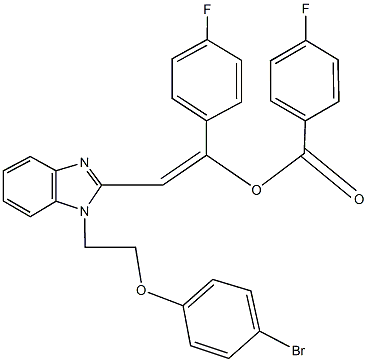 2-{1-[2-(4-bromophenoxy)ethyl]-1H-benzimidazol-2-yl}-1-(4-fluorophenyl)vinyl 4-fluorobenzoate Struktur