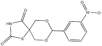 8-{3-nitrophenyl}-7,9-dioxa-1-thia-3-azaspiro[4.5]decane-2,4-dione Struktur