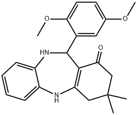 11-(2,5-dimethoxyphenyl)-3,3-dimethyl-2,3,4,5,10,11-hexahydro-1H-dibenzo[b,e][1,4]diazepin-1-one Struktur