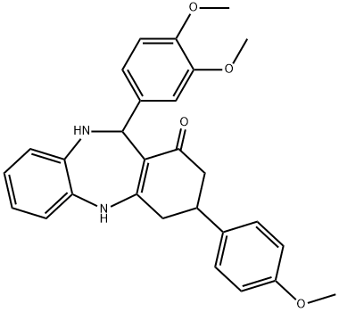 11-(3,4-dimethoxyphenyl)-3-(4-methoxyphenyl)-2,3,4,5,10,11-hexahydro-1H-dibenzo[b,e][1,4]diazepin-1-one Struktur