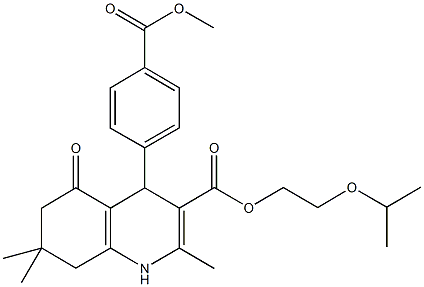 2-isopropoxyethyl 4-[4-(methoxycarbonyl)phenyl]-2,7,7-trimethyl-5-oxo-1,4,5,6,7,8-hexahydro-3-quinolinecarboxylate Struktur