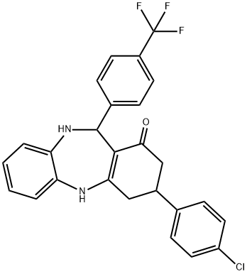 3-(4-chlorophenyl)-11-[4-(trifluoromethyl)phenyl]-2,3,4,5,10,11-hexahydro-1H-dibenzo[b,e][1,4]diazepin-1-one Struktur