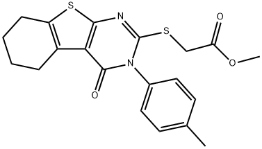 methyl {[3-(4-methylphenyl)-4-oxo-3,4,5,6,7,8-hexahydro[1]benzothieno[2,3-d]pyrimidin-2-yl]sulfanyl}acetate Struktur