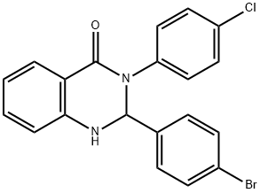 2-(4-bromophenyl)-3-(4-chlorophenyl)-2,3-dihydro-4(1H)-quinazolinone Struktur