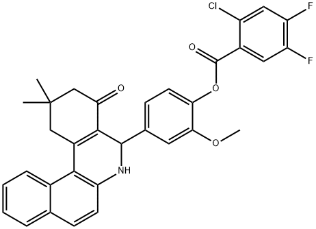 4-(2,2-dimethyl-4-oxo-1,2,3,4,5,6-hexahydrobenzo[a]phenanthridin-5-yl)-2-methoxyphenyl 2-chloro-4,5-difluorobenzoate Struktur