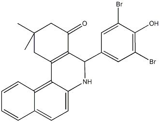 5-(3,5-dibromo-4-hydroxyphenyl)-2,2-dimethyl-2,3,5,6-tetrahydrobenzo[a]phenanthridin-4(1H)-one Struktur