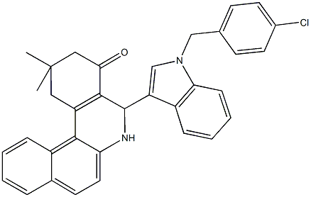 5-[1-(4-chlorobenzyl)-1H-indol-3-yl]-2,2-dimethyl-2,3,5,6-tetrahydrobenzo[a]phenanthridin-4(1H)-one Struktur