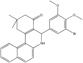 5-(3-bromo-4,5-dimethoxyphenyl)-2,2-dimethyl-2,3,5,6-tetrahydrobenzo[a]phenanthridin-4(1H)-one Struktur