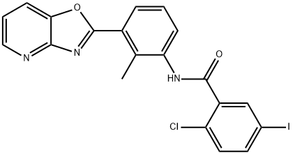 2-chloro-5-iodo-N-(2-methyl-3-[1,3]oxazolo[4,5-b]pyridin-2-ylphenyl)benzamide Struktur