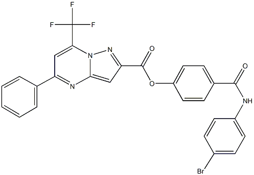 4-[(4-bromoanilino)carbonyl]phenyl 5-phenyl-7-(trifluoromethyl)pyrazolo[1,5-a]pyrimidine-2-carboxylate Struktur