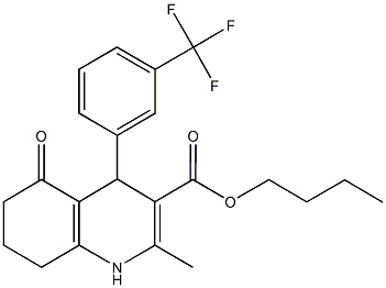 butyl 2-methyl-5-oxo-4-[3-(trifluoromethyl)phenyl]-1,4,5,6,7,8-hexahydro-3-quinolinecarboxylate Struktur