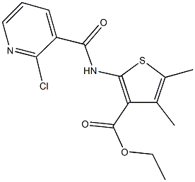 ethyl 2-{[(2-chloro-3-pyridinyl)carbonyl]amino}-4,5-dimethyl-3-thiophenecarboxylate Struktur