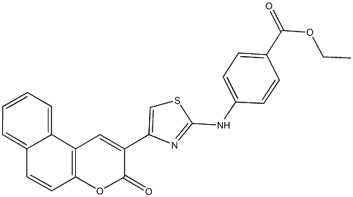 ethyl 4-{[4-(3-oxo-3H-benzo[f]chromen-2-yl)-1,3-thiazol-2-yl]amino}benzoate Struktur