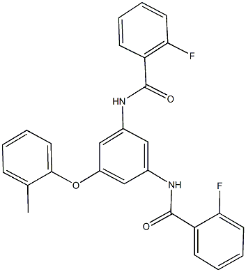 2-fluoro-N-[3-[(2-fluorobenzoyl)amino]-5-(2-methylphenoxy)phenyl]benzamide Struktur