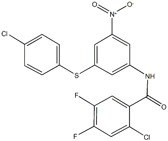 2-chloro-N-{3-[(4-chlorophenyl)sulfanyl]-5-nitrophenyl}-4,5-difluorobenzamide Struktur