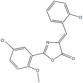 4-(2-chlorobenzylidene)-2-(5-chloro-2-methoxyphenyl)-1,3-oxazol-5(4H)-one Struktur