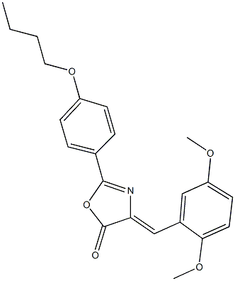 2-(4-butoxyphenyl)-4-(2,5-dimethoxybenzylidene)-1,3-oxazol-5(4H)-one Struktur