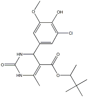 1,2,2-trimethylpropyl 4-(3-chloro-4-hydroxy-5-methoxyphenyl)-6-methyl-2-oxo-1,2,3,4-tetrahydro-5-pyrimidinecarboxylate Struktur