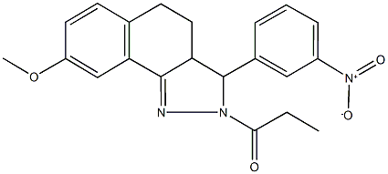 3-{3-nitrophenyl}-8-methoxy-2-propionyl-3,3a,4,5-tetrahydro-2H-benzo[g]indazole Struktur