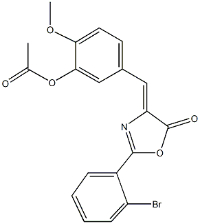 5-[(2-(2-bromophenyl)-5-oxo-1,3-oxazol-4(5H)-ylidene)methyl]-2-methoxyphenyl acetate Struktur