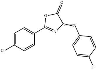 2-(4-chlorophenyl)-4-(4-fluorobenzylidene)-1,3-oxazol-5(4H)-one Struktur