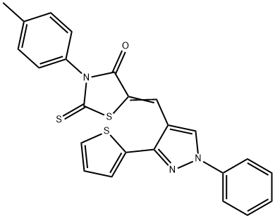 3-(4-methylphenyl)-5-{[1-phenyl-3-(2-thienyl)-1H-pyrazol-4-yl]methylene}-2-thioxo-1,3-thiazolidin-4-one Struktur