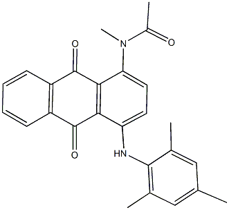 N-[4-(mesitylamino)-9,10-dioxo-9,10-dihydro-1-anthracenyl]-N-methylacetamide Struktur