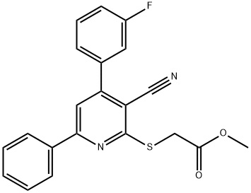 methyl {[3-cyano-4-(3-fluorophenyl)-6-phenyl-2-pyridinyl]sulfanyl}acetate Struktur