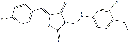 3-[(3-chloro-4-methoxyanilino)methyl]-5-(4-fluorobenzylidene)-1,3-thiazolidine-2,4-dione Struktur