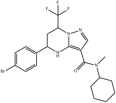 5-(4-bromophenyl)-N-cyclohexyl-N-methyl-7-(trifluoromethyl)-4,5,6,7-tetrahydropyrazolo[1,5-a]pyrimidine-3-carboxamide Struktur