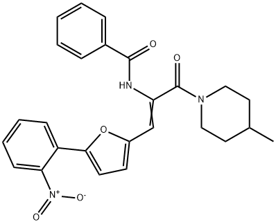 N-{2-(5-{2-nitrophenyl}-2-furyl)-1-[(4-methyl-1-piperidinyl)carbonyl]vinyl}benzamide Struktur